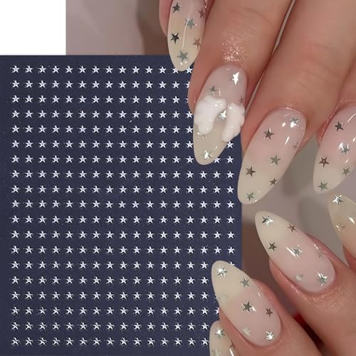6 Sheets Self-Adhesive Star Nail Art Stickers - 3D Glitter Designs