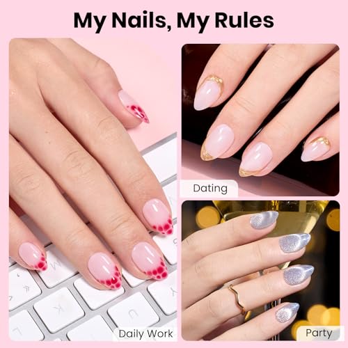 Beetles Gel Nail Kit - Flat-X Almond Short, 320pcs with Glue & Mini Lamp