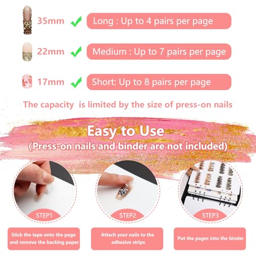 KEIFIN White 6-Pcs Press On Nail Binder Inserts A5 Display Pages