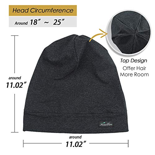 FocusCare Satin Lined Sleep Cap - Dark Heather Grey for Curly Hair