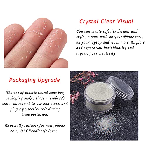Translucent Micro Beads for Nail Art, 50g Ivory Glass Caviar Decorations