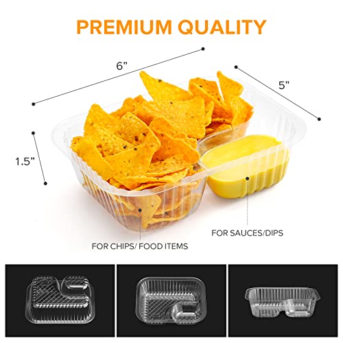 Klineus 50 Pcs Nacho Trays - 6x5 Inch Disposable Chip & Dip Containers