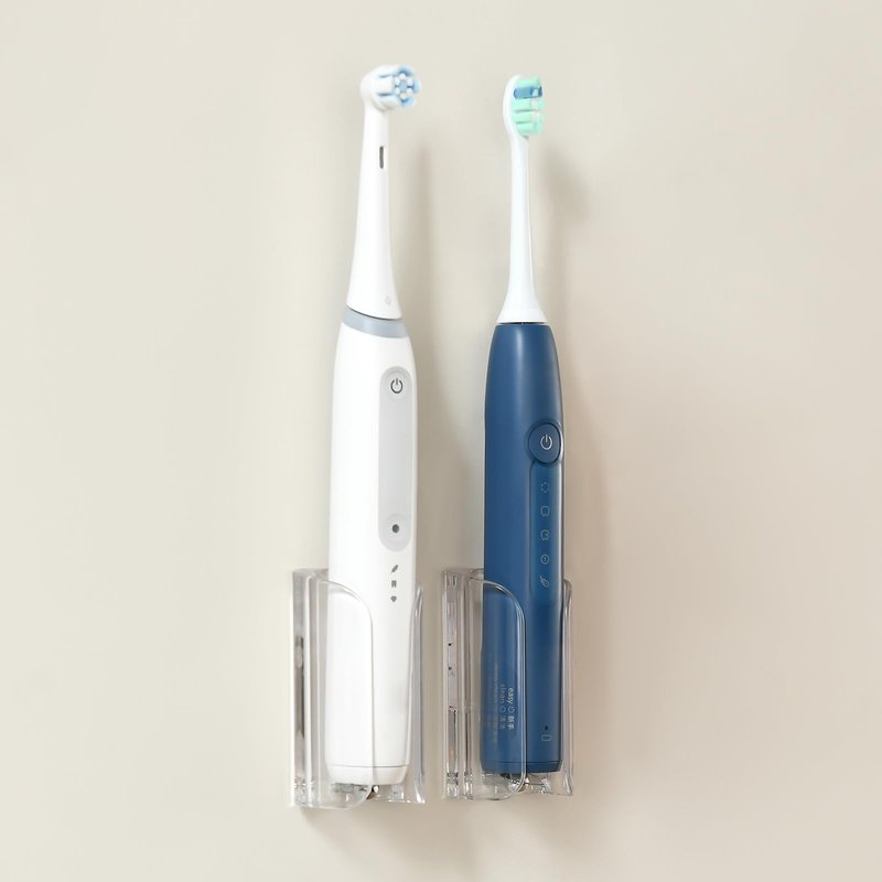 HAVICATO Electric Toothbrush Holder for Bathroom, Wall-Mounted Toothbrush Stand with Self-Adhesive, Compact Bathroom Caddy for Electric Toothbrushes (Clear-2pcs)