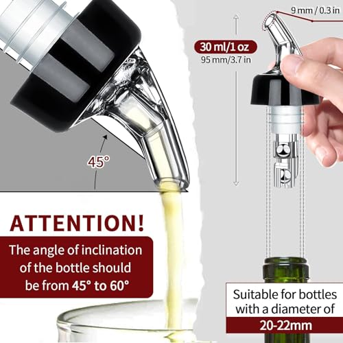 Automatic Measured Bottle Pourer - 1oz Spirit Dispenser (4 Pack)