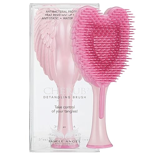 Tangle Angel Kids Mini Detangler Hairbrush Gloss Pink - Anti-Static, Soft & Gentle for Wet & Dry Hair