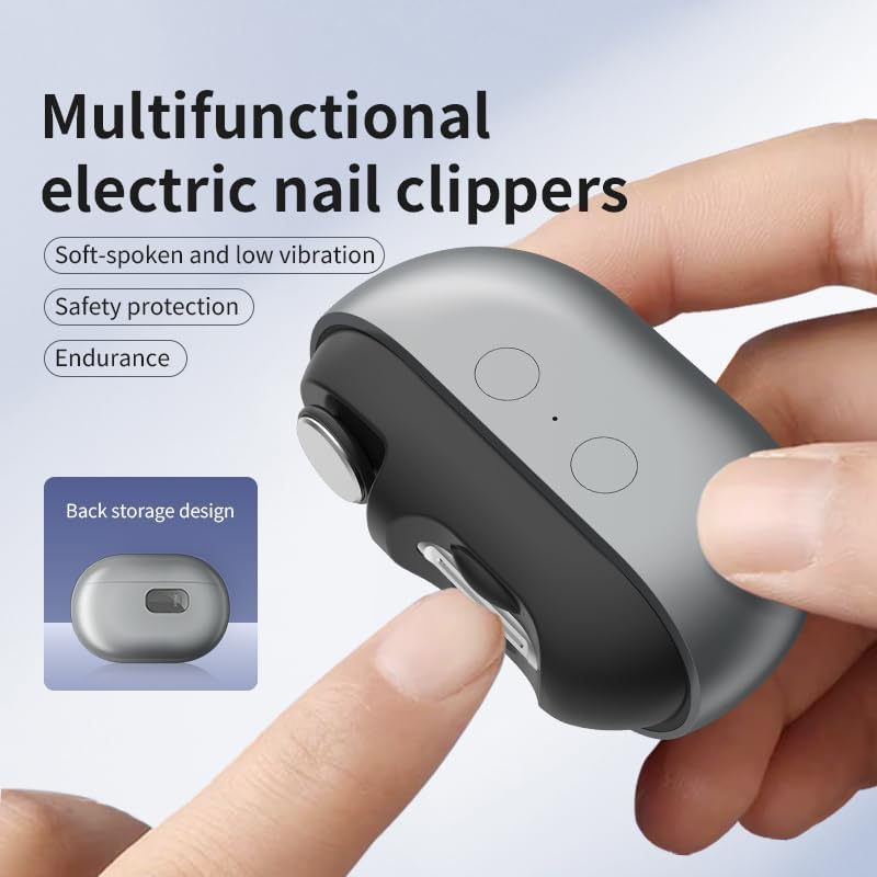 Electric Automatic Nail Clipper - 3-in-1 Fingernail & Toe Nail Trimmer with Light | Black