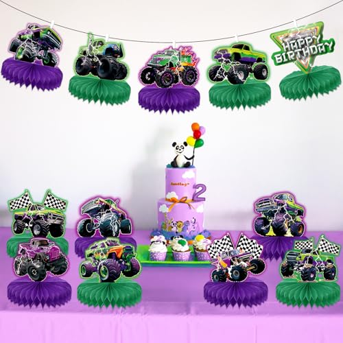 Monster Truck Birthday Party Centerpieces - 12PCS Honeycomb Decor