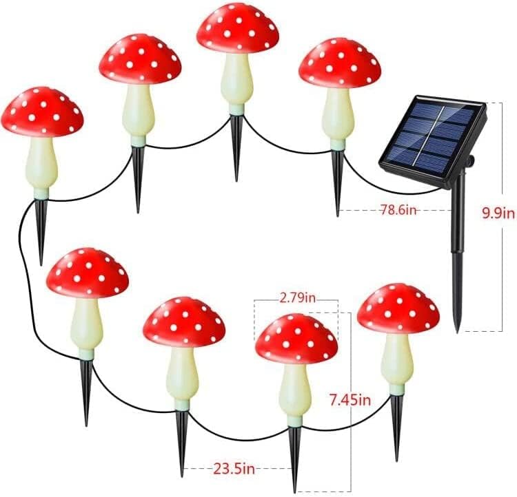 Solar Mushroom Lights - 8 Pack Waterproof Solar Garden Decor | 8 Lighting Modes for Outdoor Pathway & Landscape