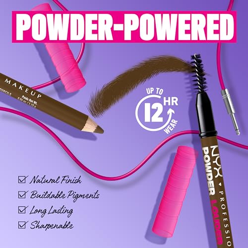 NYX Powder Louder Eyebrow Pencil - Soft Brown, Volumizing Vegan Brow Pen (2 Pack)