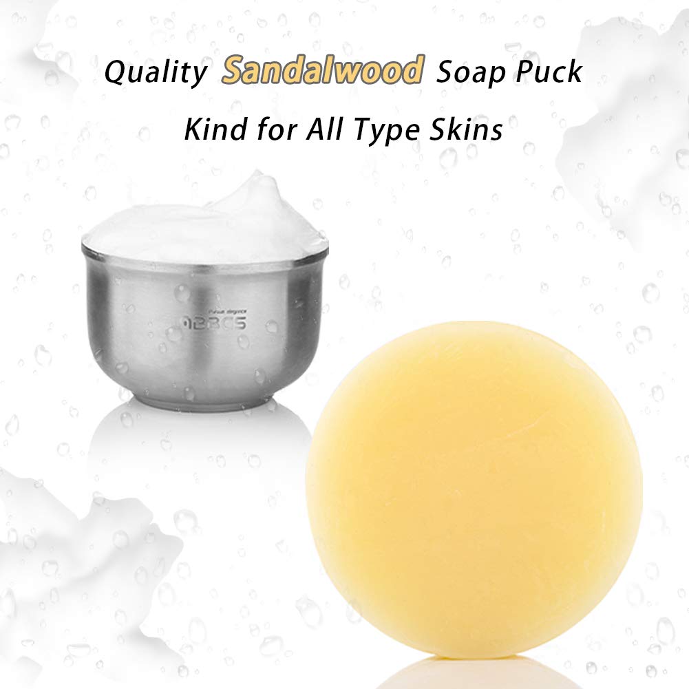 Anbbas Sandalwood Shaving Soap Puck Refill for Men Barber Traditional Wet Shave Latheing(2pcs, 7oz)