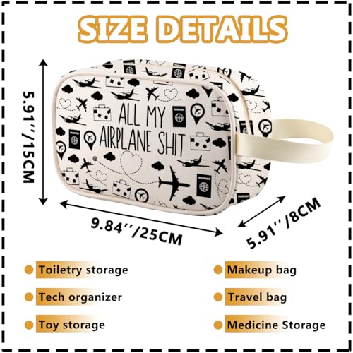 All My Airplane Sh*t Travel Makeup Bag - Cotton Linen Cosmetic Pouch