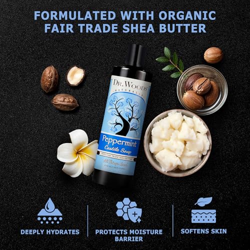 Dr. Woods Peppermint Liquid Castile Soap - 16 Fl Oz, Organic Shea Butter Body Wash