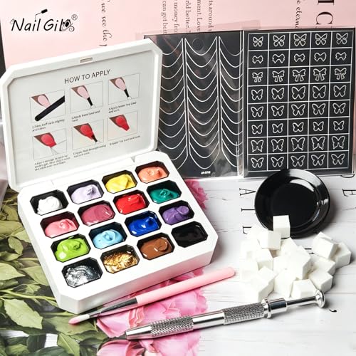 NAILGIL 16-Color Sponge Gel Nail Art Kit for Ombre & Gradient Designs