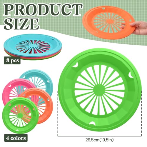 10'' Colorful Plastic Plate Holders - 8 Pack, Reusable Design
