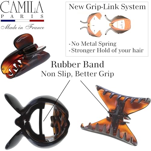 Camila Paris Tortoise Shell 2.75" Medium Claw Hair Clips for Thick Hair, Strong Hold, No Slip