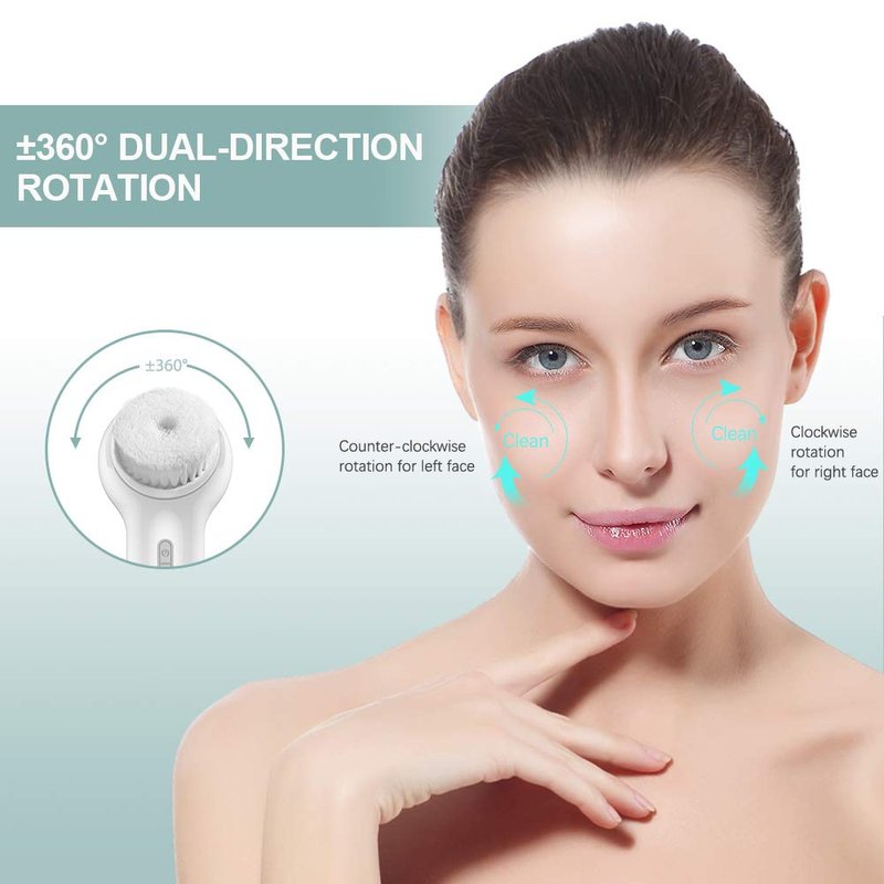 Face Scrubber Exfoliator, TOUCHBeauty Upgraded Rechargeable Electric Facial Cleansing Brushes with 3 Brush Heads,360° Spin Rotation for Exfoliating, Massaging and Deep Cleansing, Waterproof