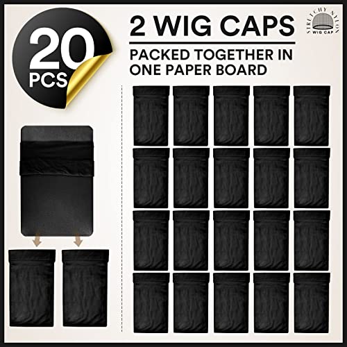 Teenitor 20 Pack Black Wig Caps for Women & Men Elastic Stocking Caps