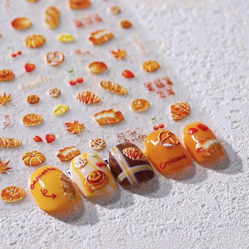 1 Sheets Autumn Nail Art Stickers Embossed Strawberry Cherry Maple