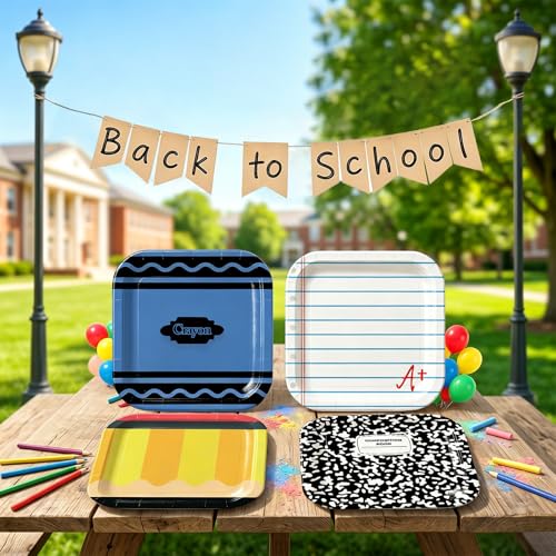 48pcs Back to School Paper Plates - 7 Inch Disposable Tableware