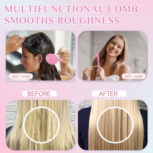 Nuogo Mini Wet Hair Brush & Comb Set for Kids - 24 Pcs Pink