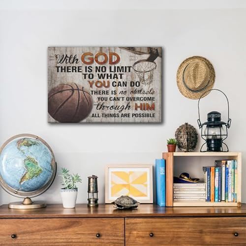 Inspirational Basketball Canvas Wall Art for Boys' Room - 12x16in