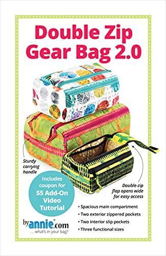 Annie Double Zip Gear Bags Pattern - Small, Medium, Large Sizes