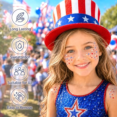 Patriotic Glitter Stick for Face & Hair - Red, White & Blue