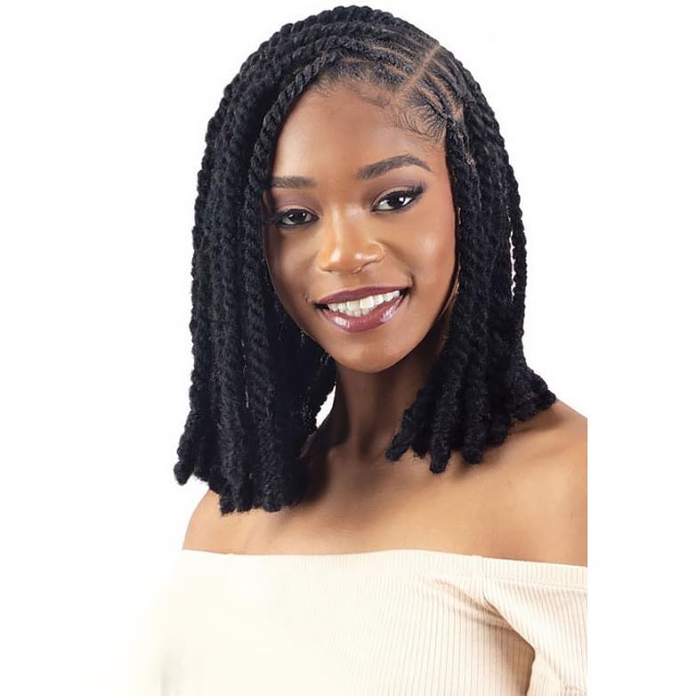 Freetress Shake-n-Go Synthetic Cuban Twist Braids - 16 Inch, Jet Black 1