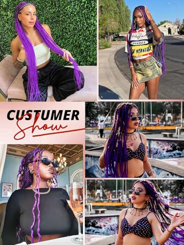 Pre-Stretched Purple Braiding Hair Extensions – 24 Inch, 2 Packs