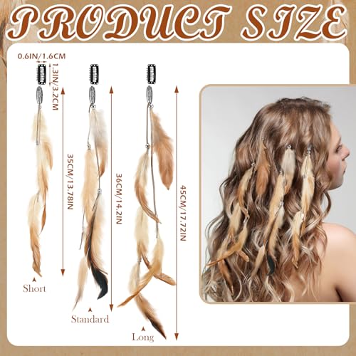 12 Pcs Boho Clip-in Feather Hair Extensions for Festival Costume Party