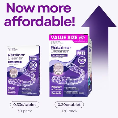 B. Weiss Weiss Naturals Retainer Cleaner Tablets 30 Count Grape Scent, Persulfate-Free