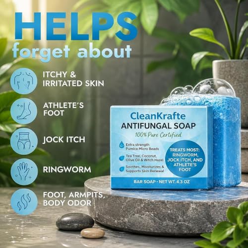 Antifungal Bar Soap Pack of 2 | Treat Jock Itch, Ringworm & Athlete's Foot