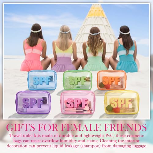 Reginary 6 Pcs SPF Clear Cosmetic Bags - Waterproof Travel Toiletry Organizers