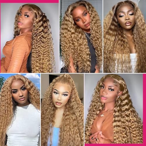 YOUNGHANN Honey Blonde Deep Wave Human Hair Bundles 22-26 Inch Virgin Brazilian Extensions