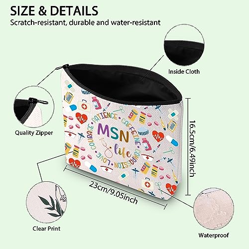 MSN Nurse Life Makeup Bag | Multi-Function Zipper Pouch for Graduation Gifts