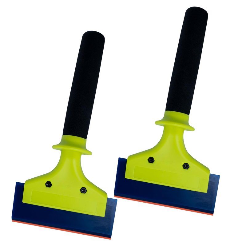 NEWISHTOOL 2 Pack Rubber Squeegee with Nylon Handle for Water Removal, Glass Cleaning, PPF Installing and Window Film Application (5-Inch Blade with Long Handle)