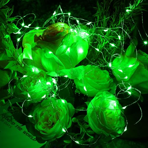 WATERGLIDE 12 Pack Battery Operated Mini Fairy String Lights - 7 ft, 20 LEDs, Waterproof Silver Wire, Green