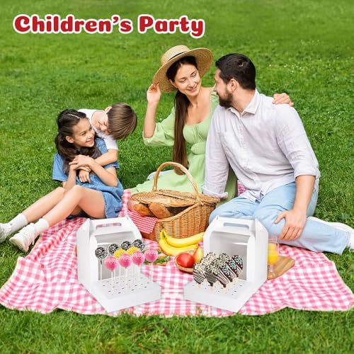Portable Cake Pop Holder Boxes - 4 Pcs Clear Window Display Containers