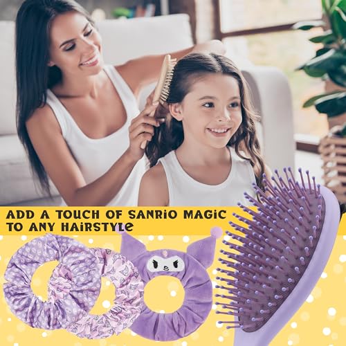 Hello Kitty Sanrio Character Detangler Hair Brush and Scrunchies Set