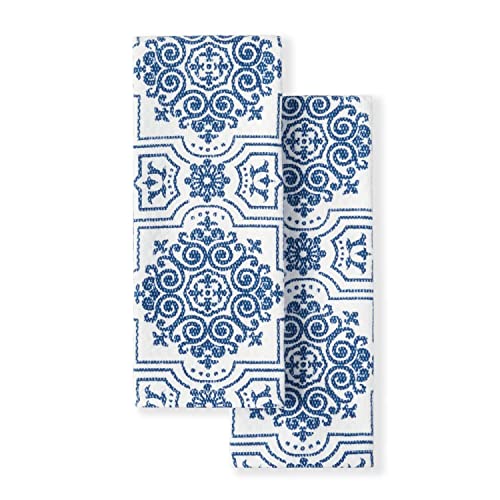 Martha Stewart Kitchen Towel Set - 2-Pack, Strie Medallion, 16"x28"