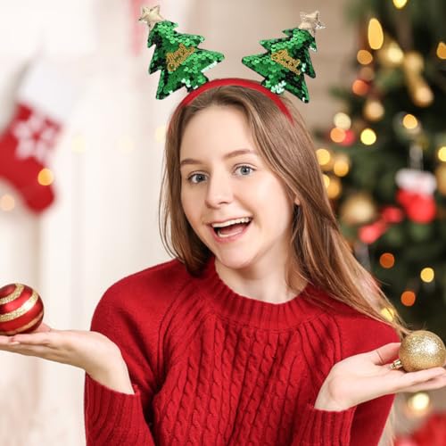 SARATA Christmas Headbands for Women Glitter Sequin Hair Hoop - Style1