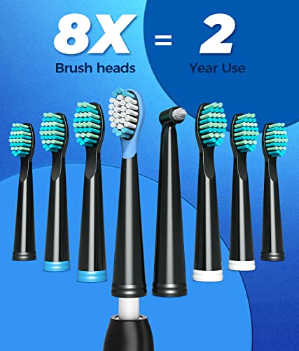 TEETHEORY Sonic Electric Toothbrush for Adults with 8 Brush Heads, 5 Modes