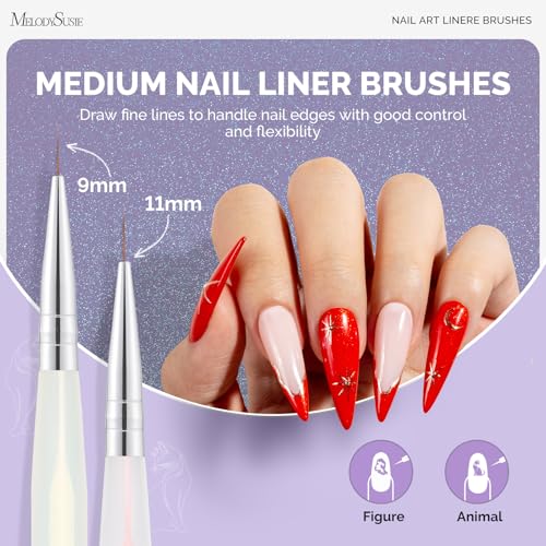 Aurora Macaron MelodySusie 5 Pcs Nail Art Liner Brushes 5/7/9/11/20mm