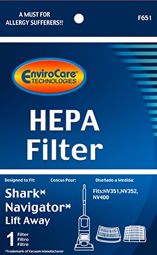 EnviroCare Shark Navigator Lift-Away Vacuum Filters - HEPA Replacement for NV350, NV351, NV352, NV355, NV356, NV356E, NV357
