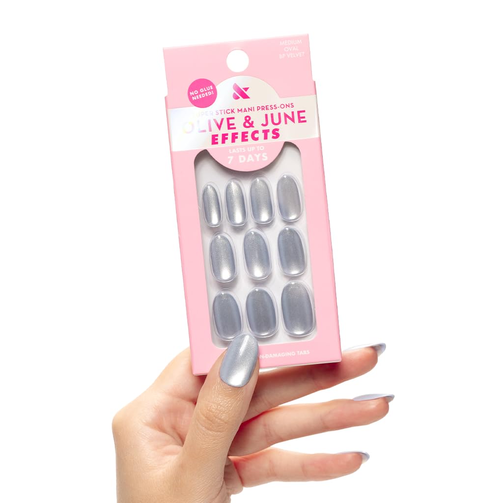 Effects Super Stick Mani Press On Nails - Extra Short Round | 32 Tabs in 16 Sizes | Non-Toxic & Easy On-Off