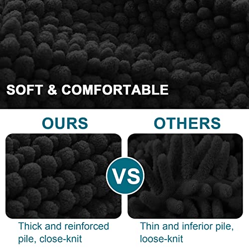 Turquoize Non-Slip Chenille Bath Mat - 20 x 32 Inches, Soft & Absorbent