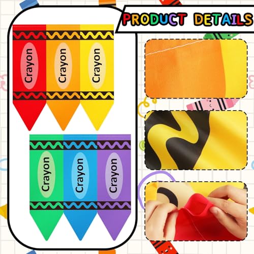 Colorful Crayon Classroom Curtains - 12Pcs Crayon-Shaped Flags