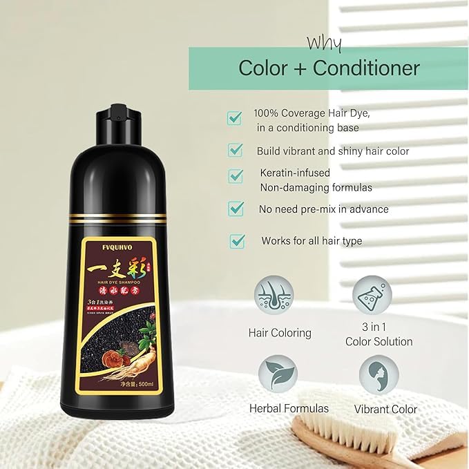 Fvquhvo Dark Brown Hair Dye Shampoo for Gray Hair - Instant Long Lasting Hair Color