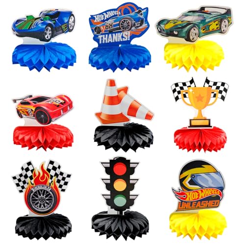 9-Piece Race Car Birthday Party Honeycomb Centerpieces Set