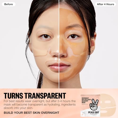 Peace Out Overnight Bio-Collagen Recovery Mask - 2 Pack Hydrating Sheet Mask